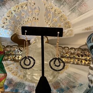 Elegant Black and Gold Earrings